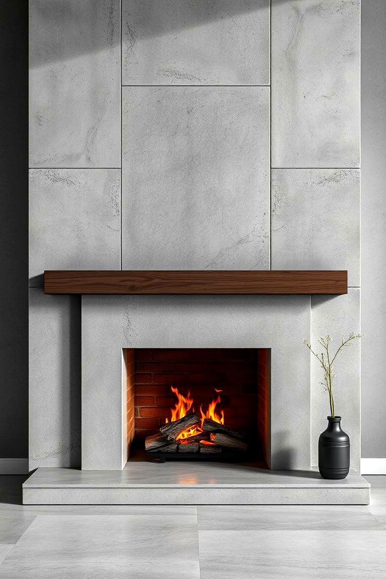 Concrete Tiles for a Bold Industrial Look - 25 Fireplace Tile Ideas