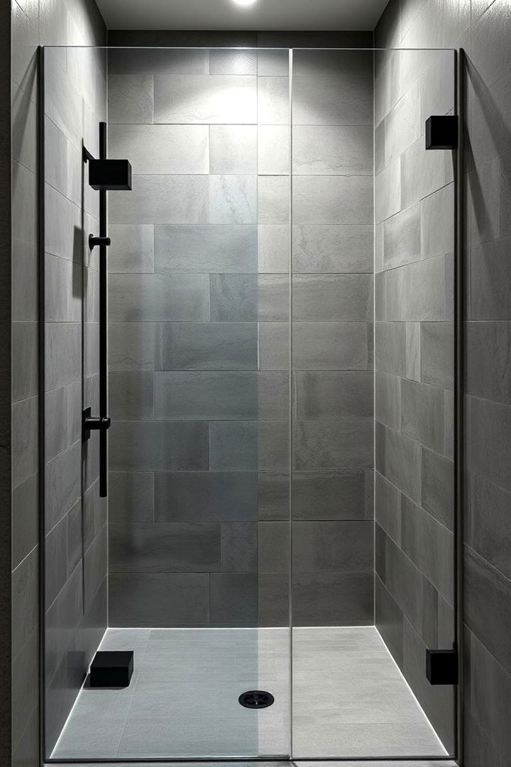 Concrete Tiles for an Industrial Modern Look - 25 Walk-in Shower Tile Ideas