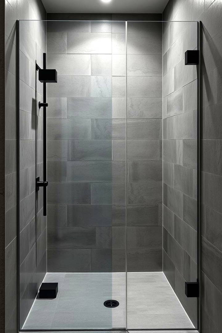 Concrete Tiles for an Industrial Modern Look - 25 Walk-in Shower Tile Ideas