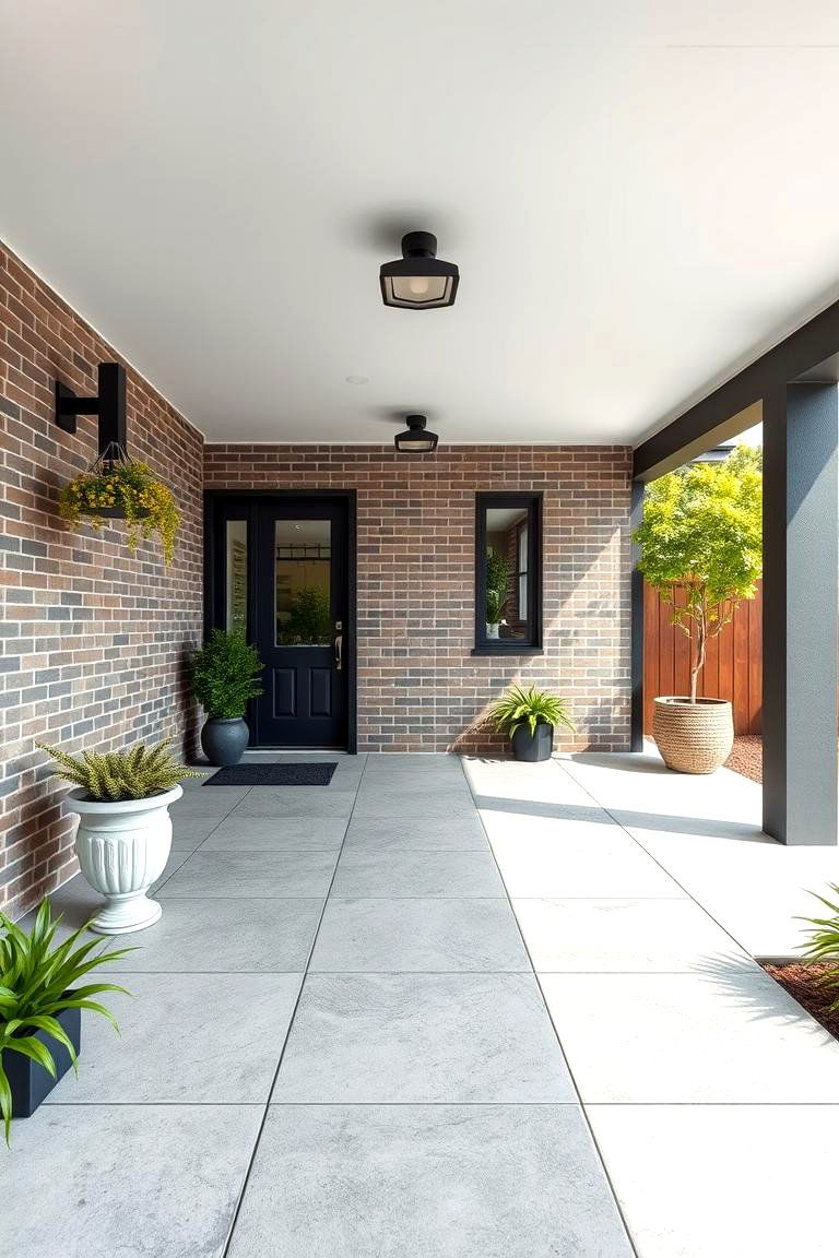 Concrete Tiles for an Industrial Vibe - 25 Front Porch Tile Ideas