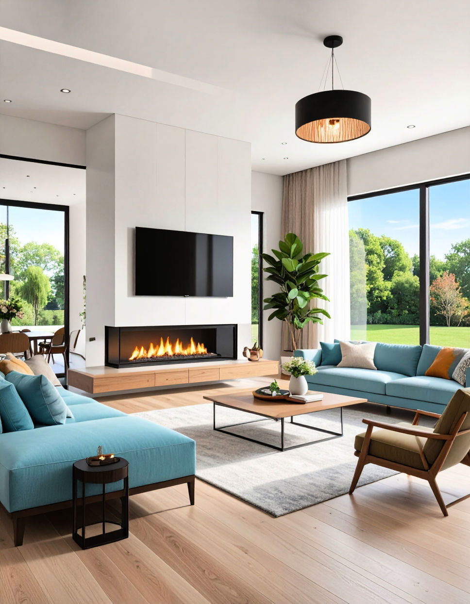 Consider a Floating Fireplace with the TV Above Tv Over Fireplace Ideas