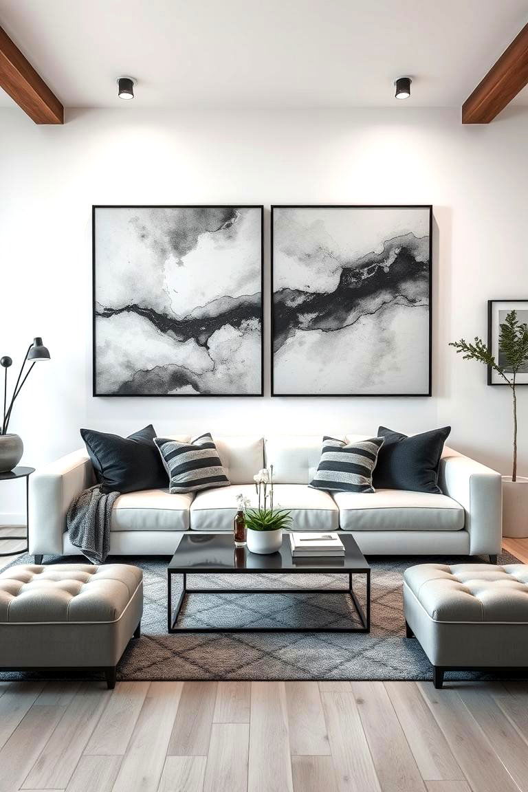 Contemporary Art Gallery Vibes - 25 White Couch Living Room Ideas