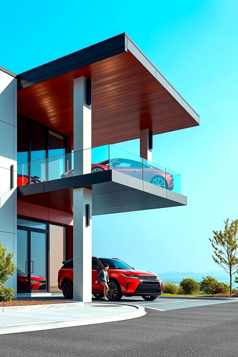 Contemporary Cantilevered Porch - 25 Car Porch Design Ideas