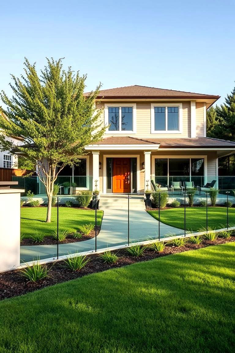 Contemporary Glass Fence - 25 Front Yard Fence Ideas