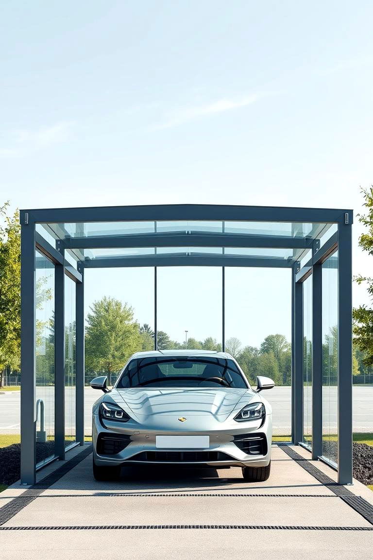 Contemporary Glass and Steel Design - 25 Car Porch Design Ideas