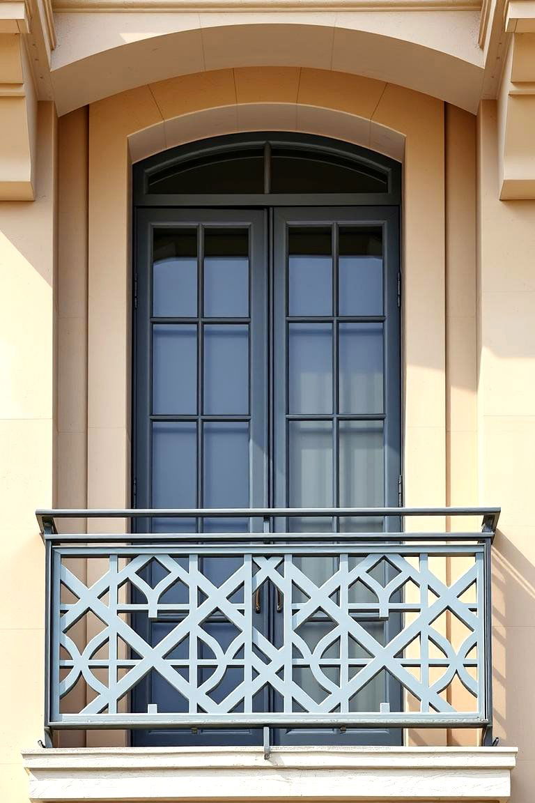 Contemporary Railing with Geometric Patterns - 25 French Balcony Ideas