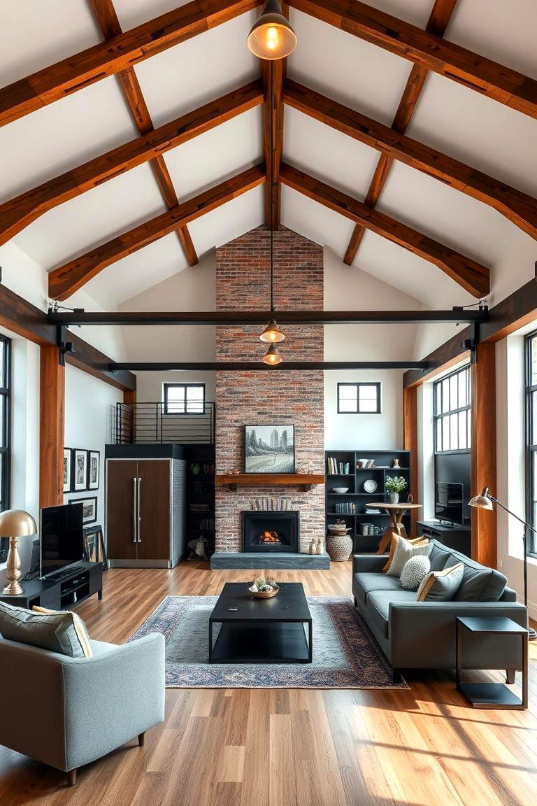 Contrasting Modern Elements with Rustic Beams - 25 Vaulted Ceiling With Beams