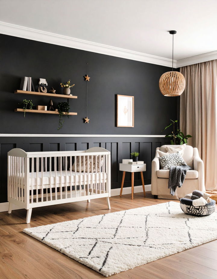 Contrasting Trim for a Modern Look Wainscoting Nursery Ideas