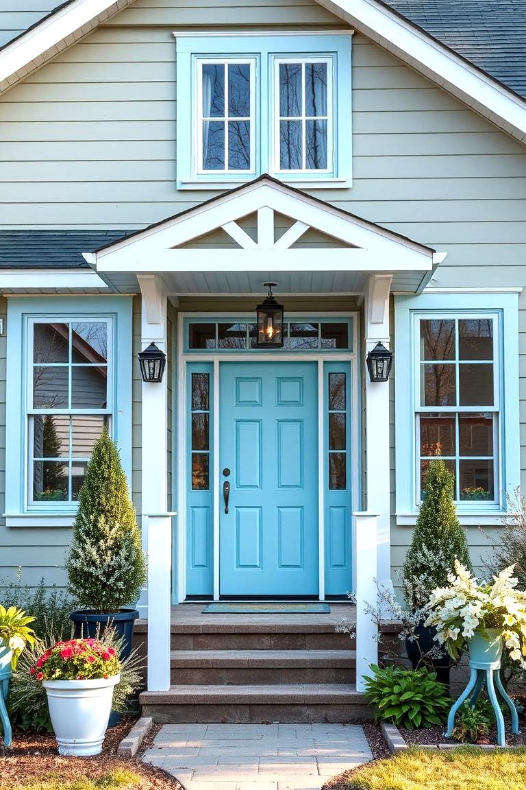 Cool Ice Blue for a Frosted Refreshing Look - 25 Exterior House Color Schemes With Sage Green Siding