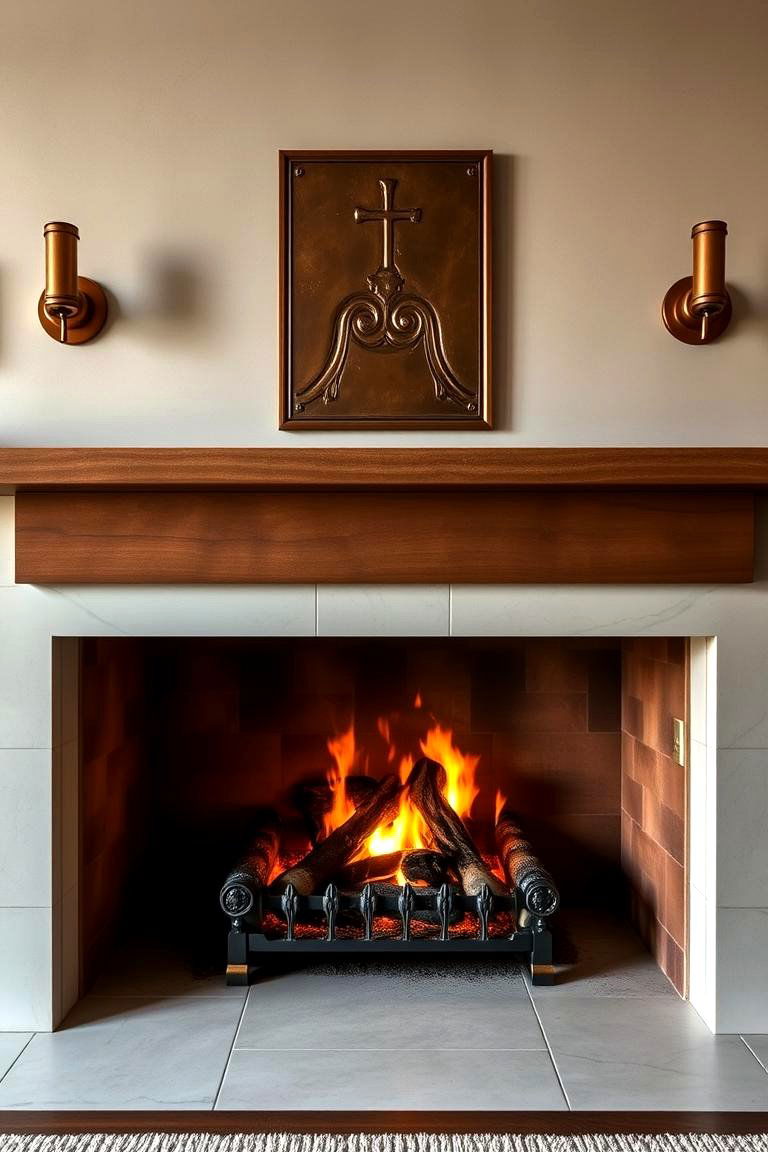 Copper or Bronze Fixtures for a Warm Aesthetic - 25 Fireplace Lighting Ideas