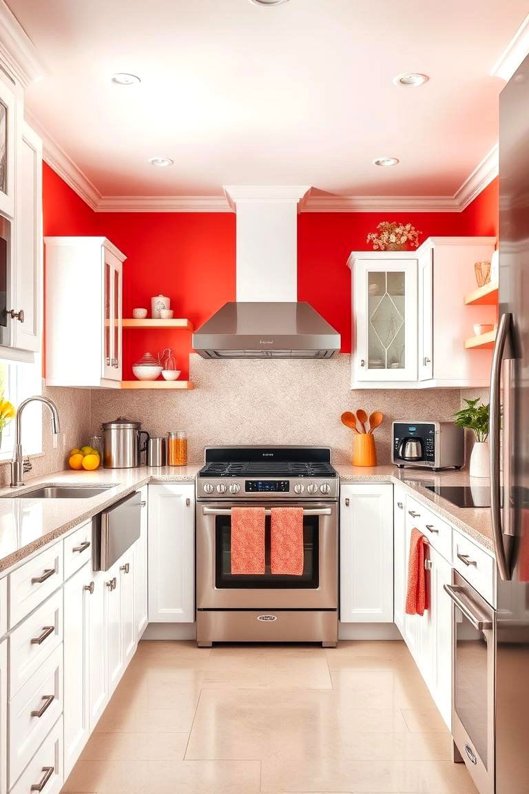 Coral and White for a Vibrant and Refreshing Room - 25 Two Tone Wall Paint Ideas