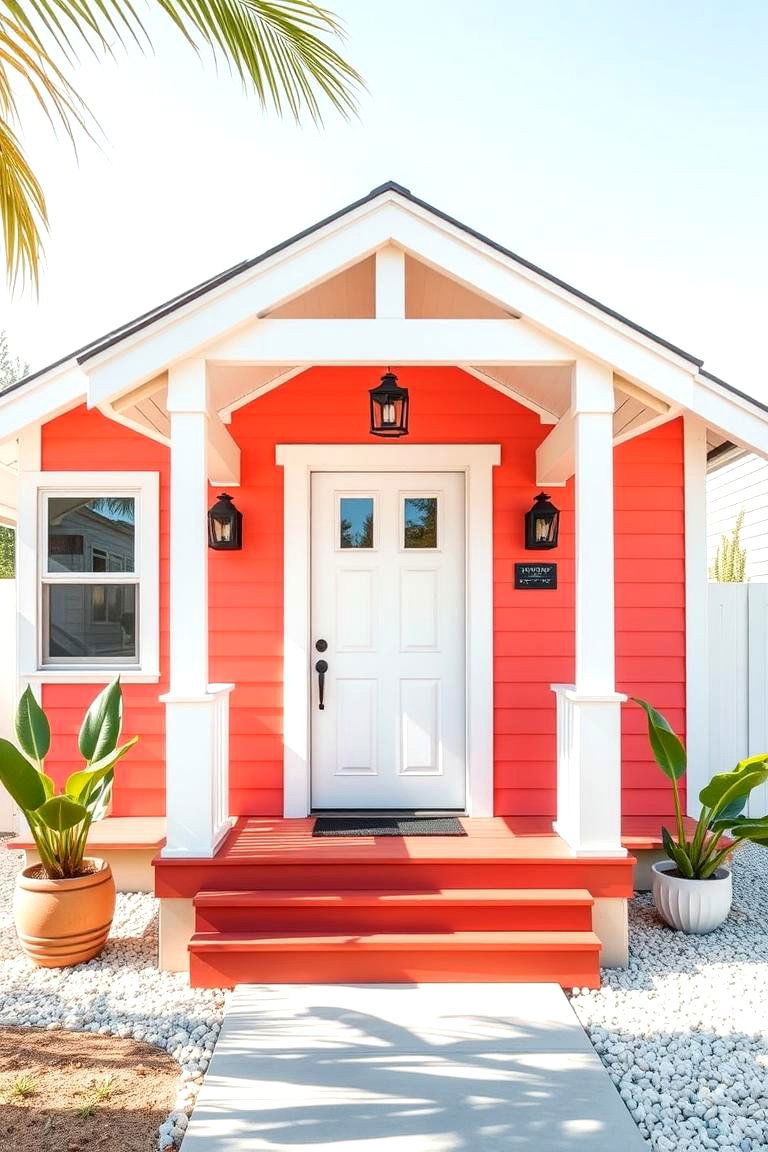 Coral and White - 25 Exterior Color Palettes for Small Homes