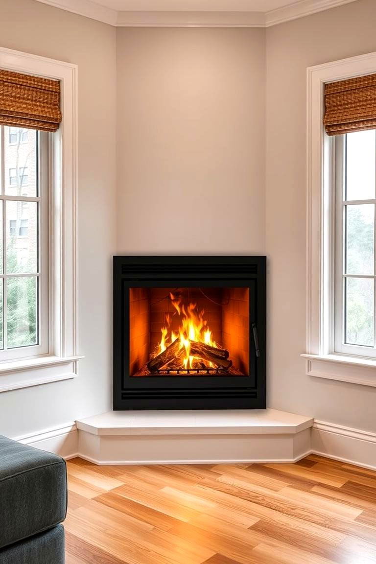 Corner Fireplace Between Two Windows - 25 Fireplace Between Windows Ideas