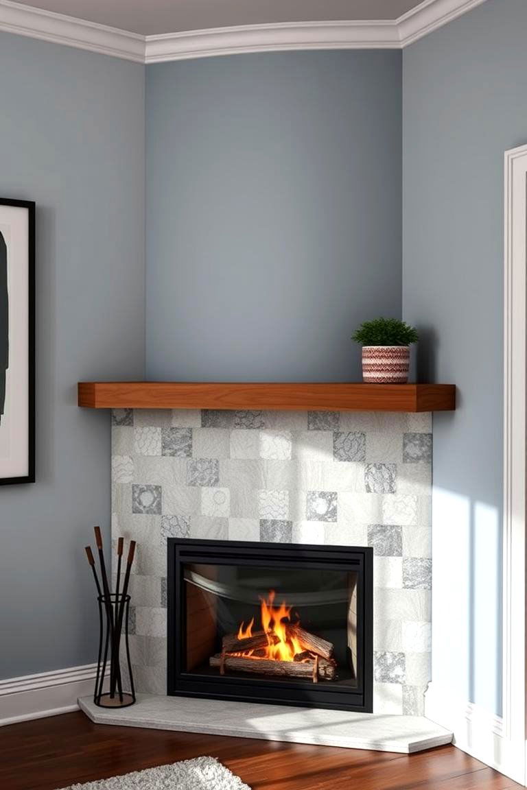 Corner Fireplace with Custom Mantel - 25 Corner Fireplace Ideas