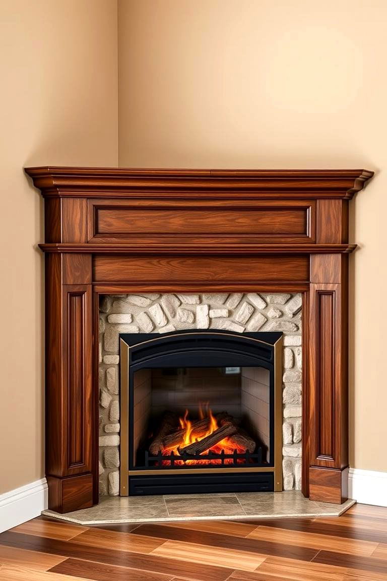 Corner Fireplace with Mantel - 25 Corner Fireplace Ideas