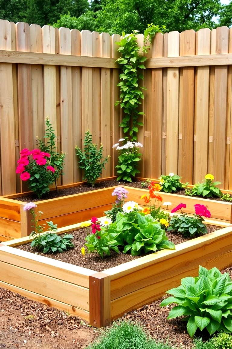 Corner L Shaped Beds to Define Fence Ends - 25 Raised Garden Bed Along Fence Ideas