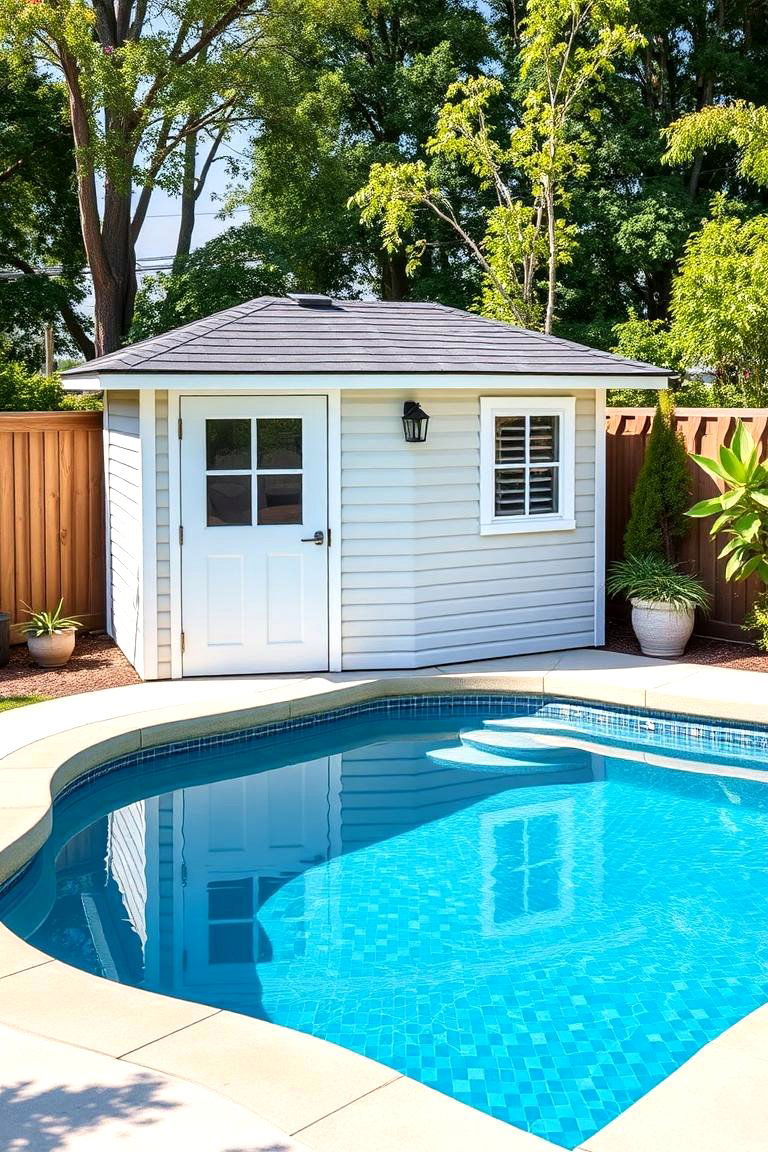 Corner Pool Shed - 25 Pool Shed Ideas