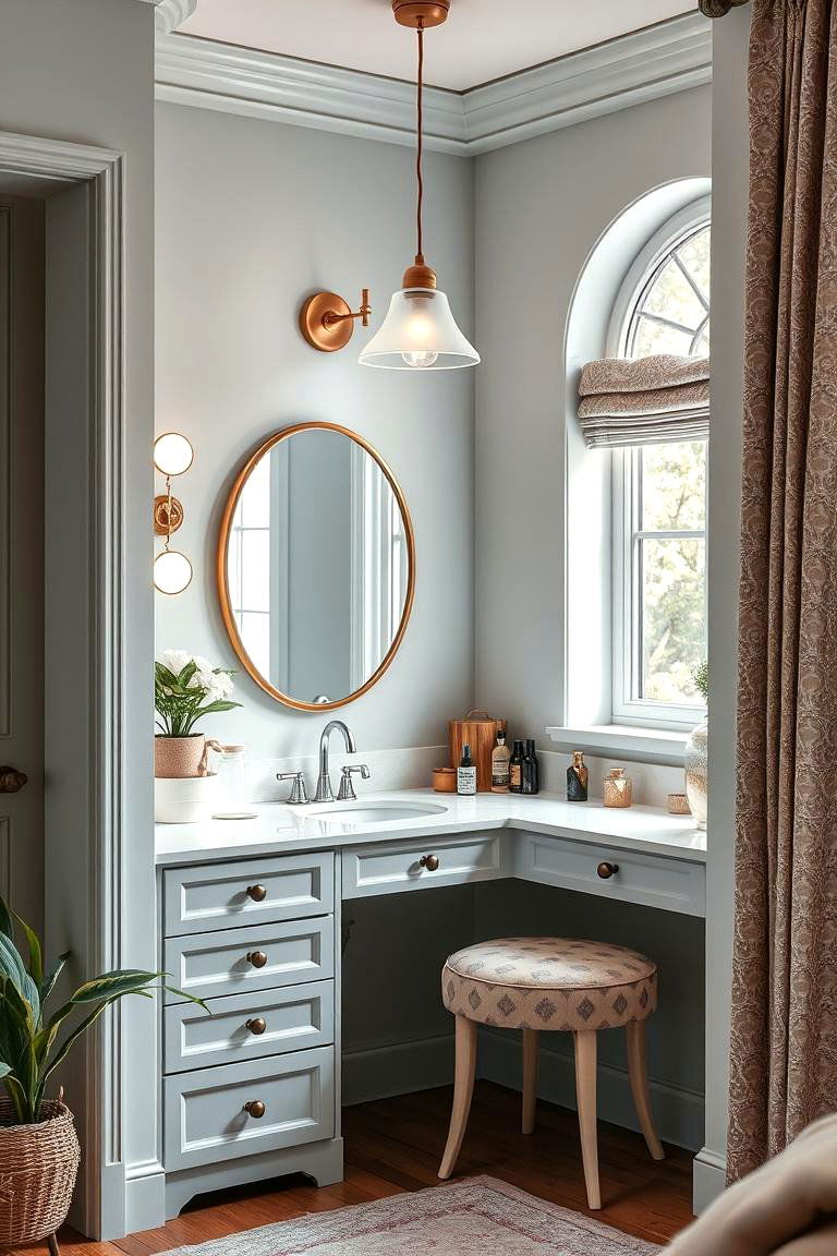 Corner Vanity to Maximize Awkward Spaces - 25 Makeup Vanity Ideas
