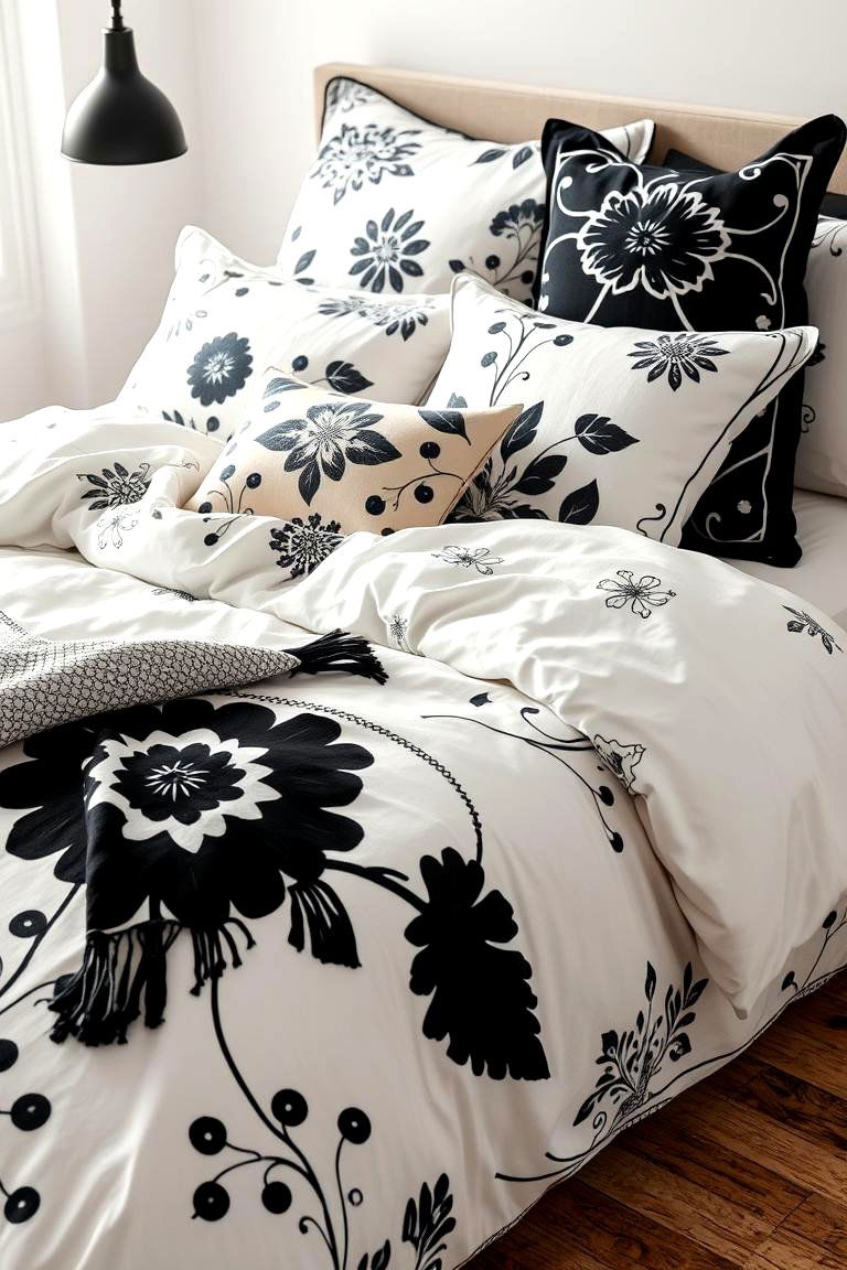Cozy Black and White Bedding - 25 Feminine Black and White Bedroom Ideas