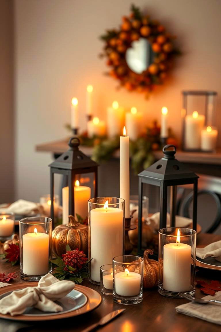 Cozy Candlelight Ambiance - 25 Thanksgiving Table Settings