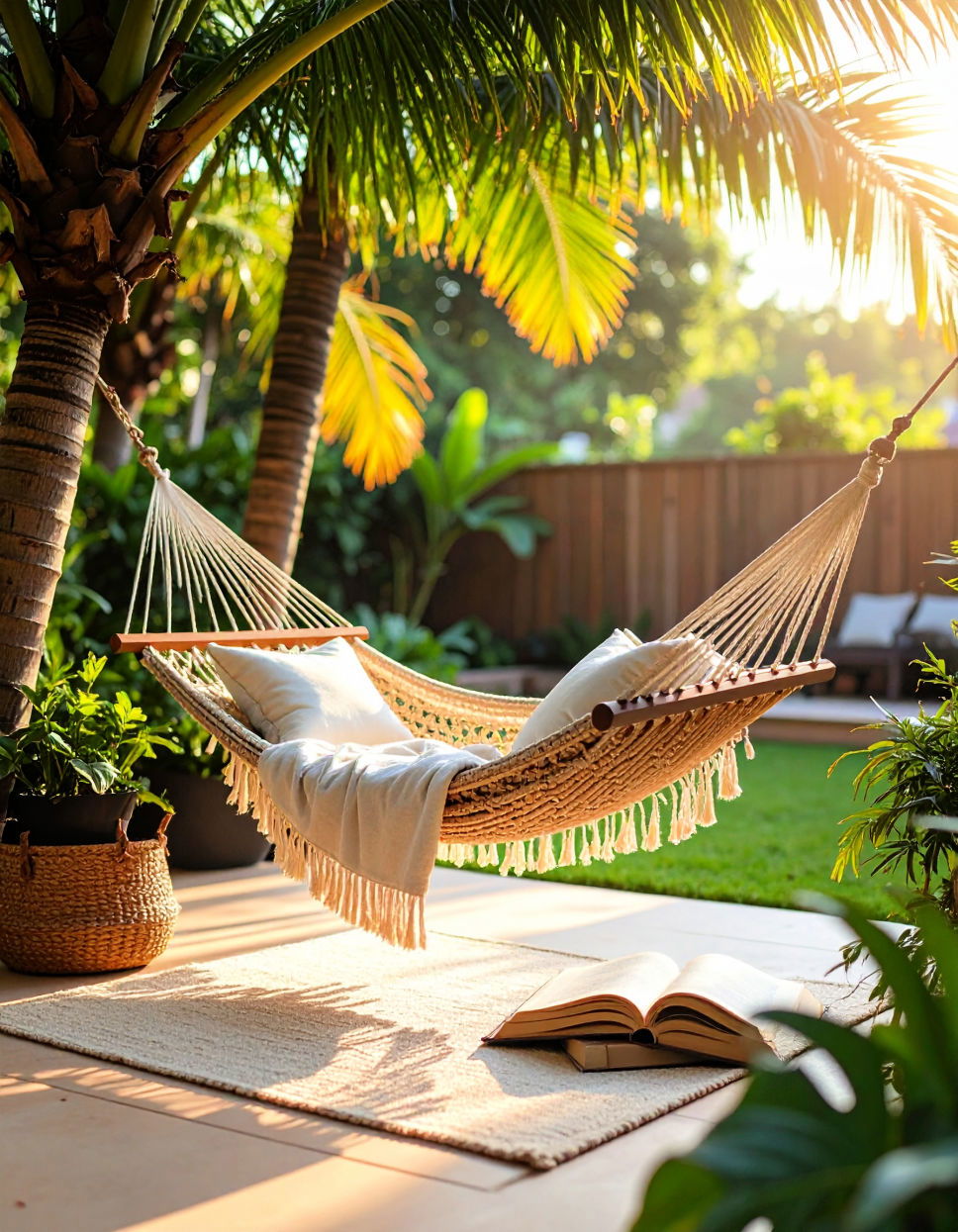 Cozy Hammock for Relaxation Tropical Backyard Ideas