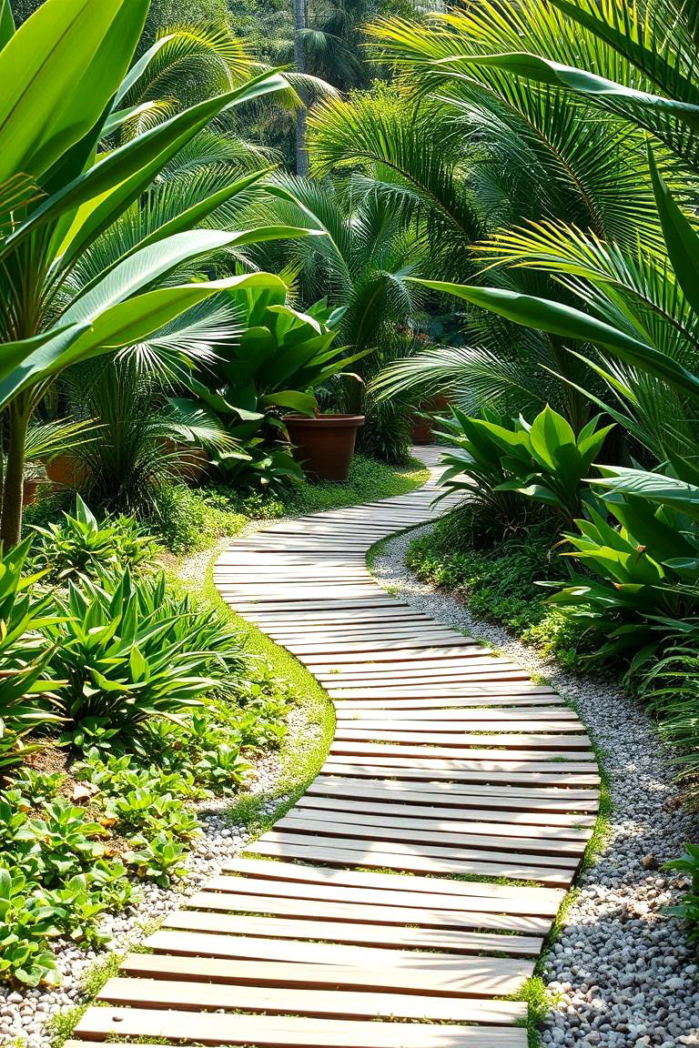 Crafting Winding Pathways with Natural Materials - 25 Tropical Landscape Ideas