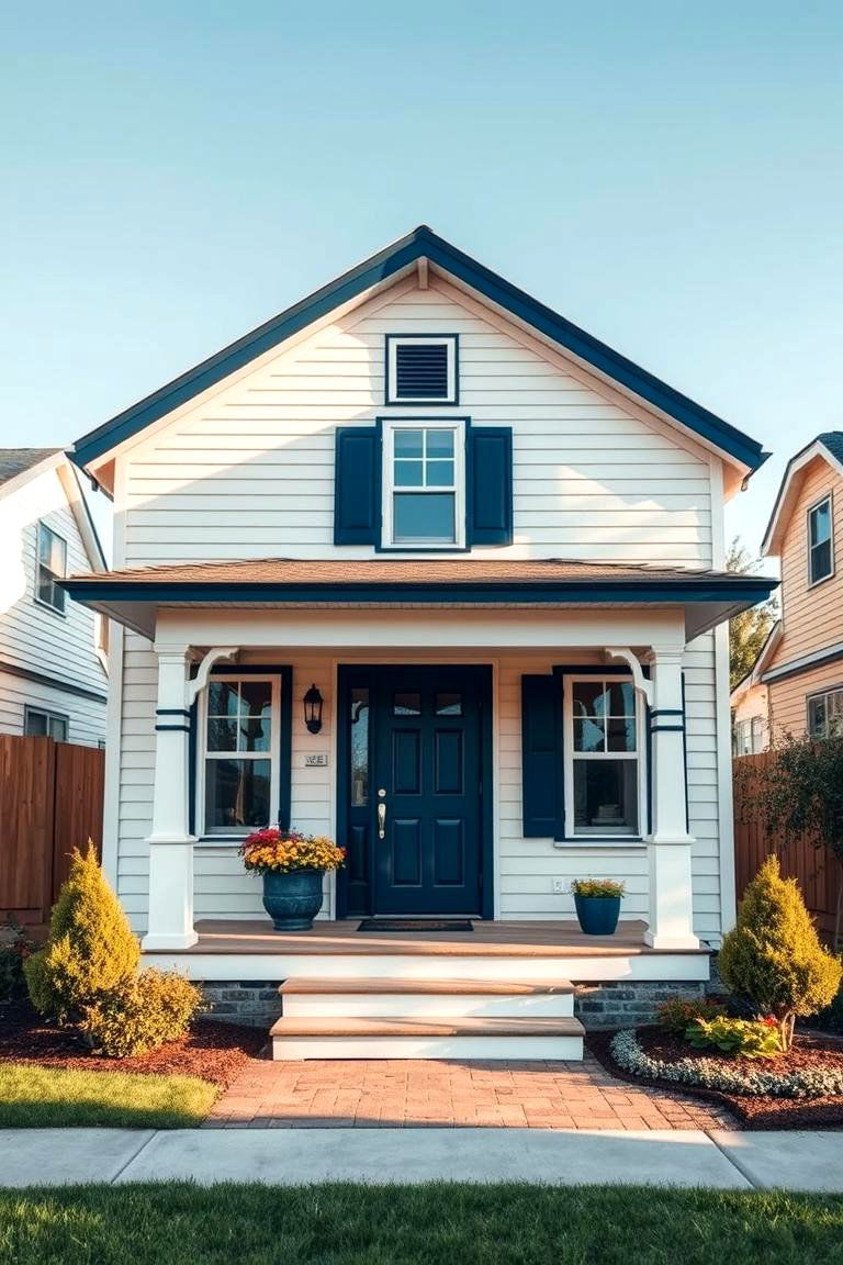 Cream and Deep Blue - 25 Exterior Color Palettes for Small Homes