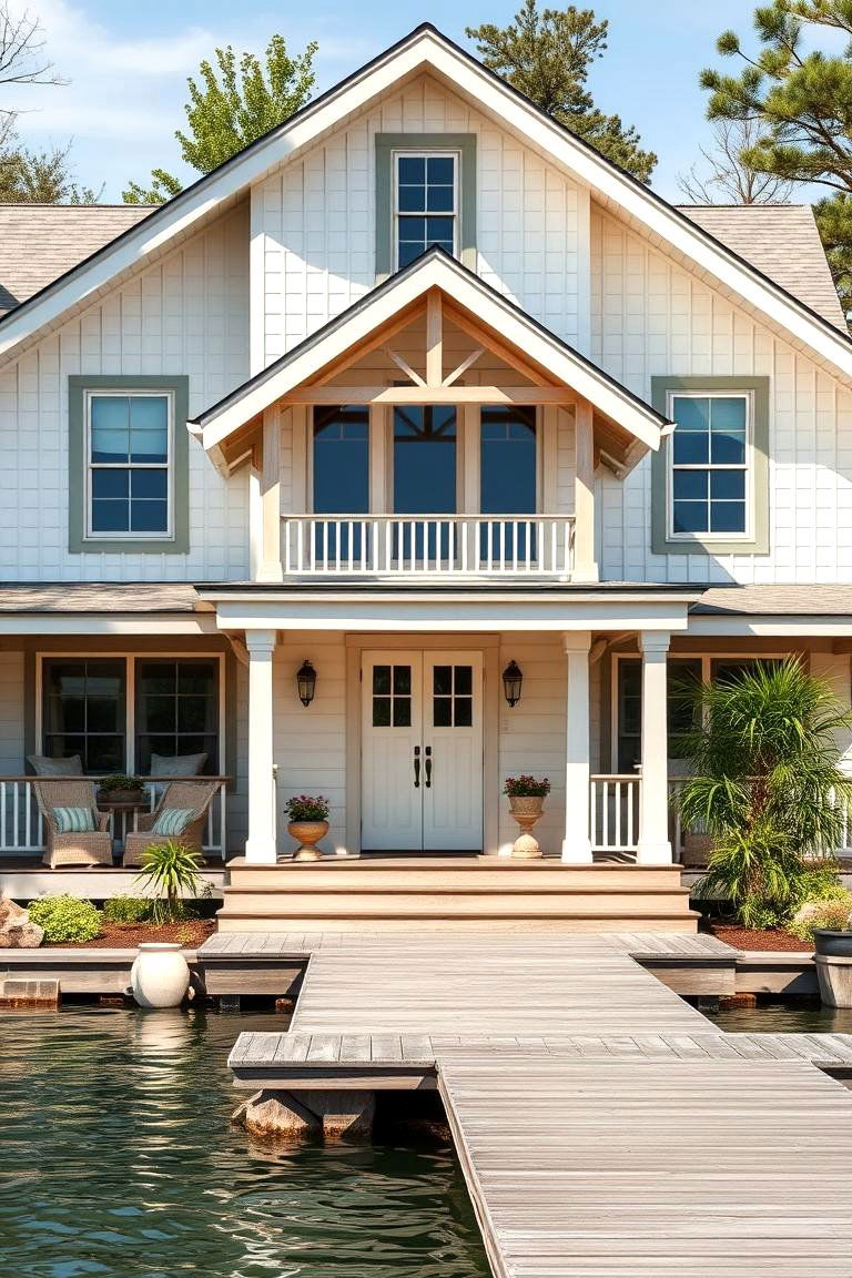 Creamy Off White for Soft Warmth - 25 Lake House Exterior Colors Ideas