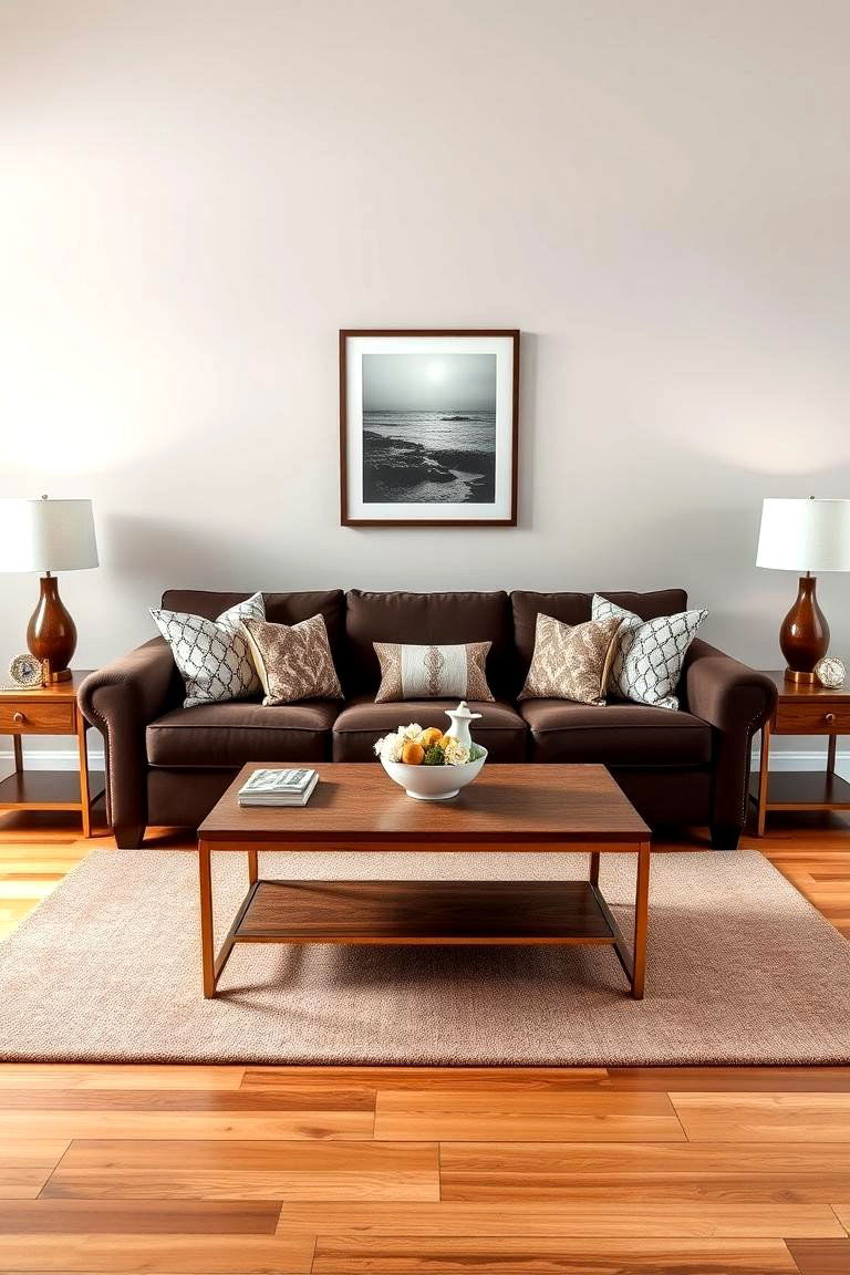 Create Balance with Symmetry - 25 Dark Brown Couch Living Room Ideas