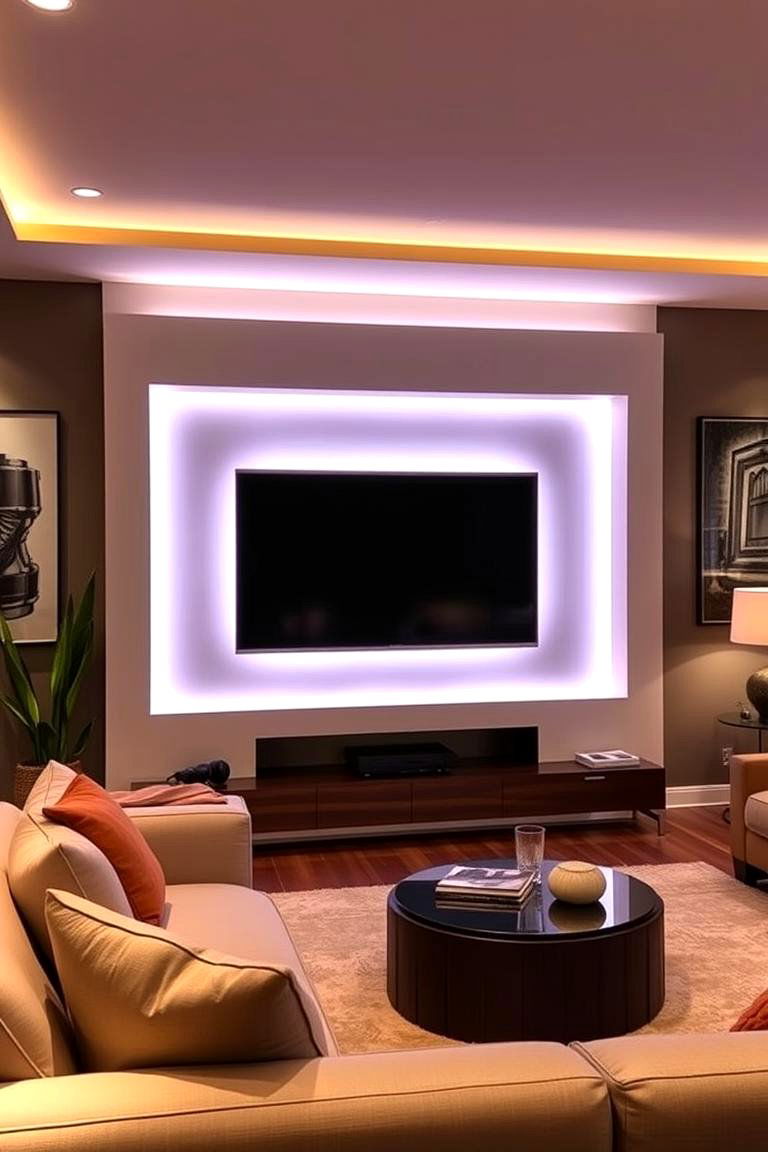 Create a Backlit Niche for the TV - 25 Media Wall Ideas