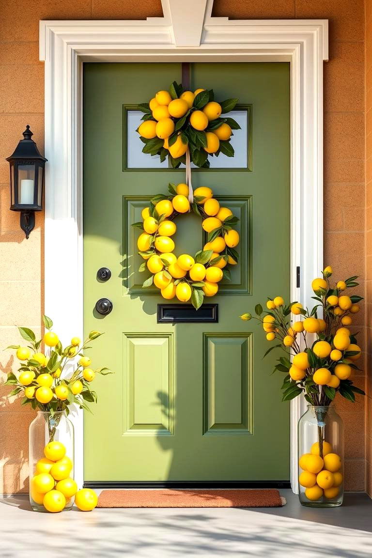 Create a Lemon Themed Entry - 25 Spring Front Door Decor Ideas