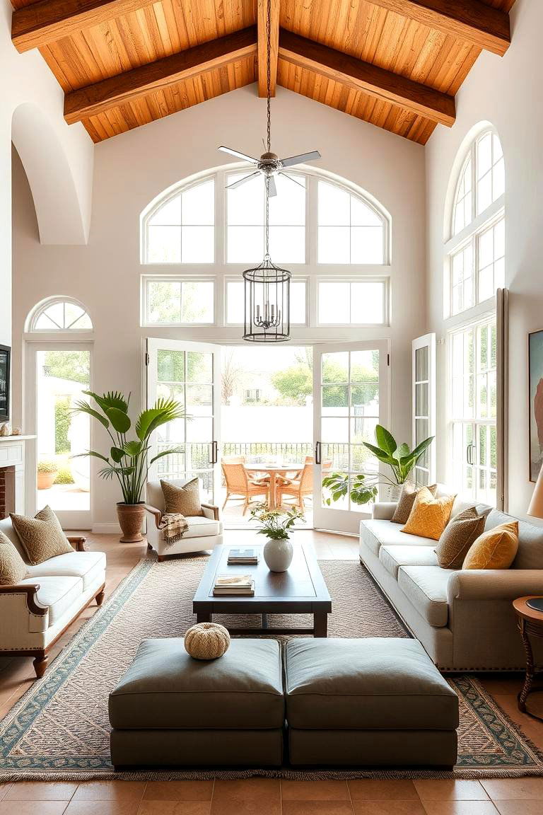 Create a Light Filled Space with Large Windows - 25 Spanish Style Living Room Ideas