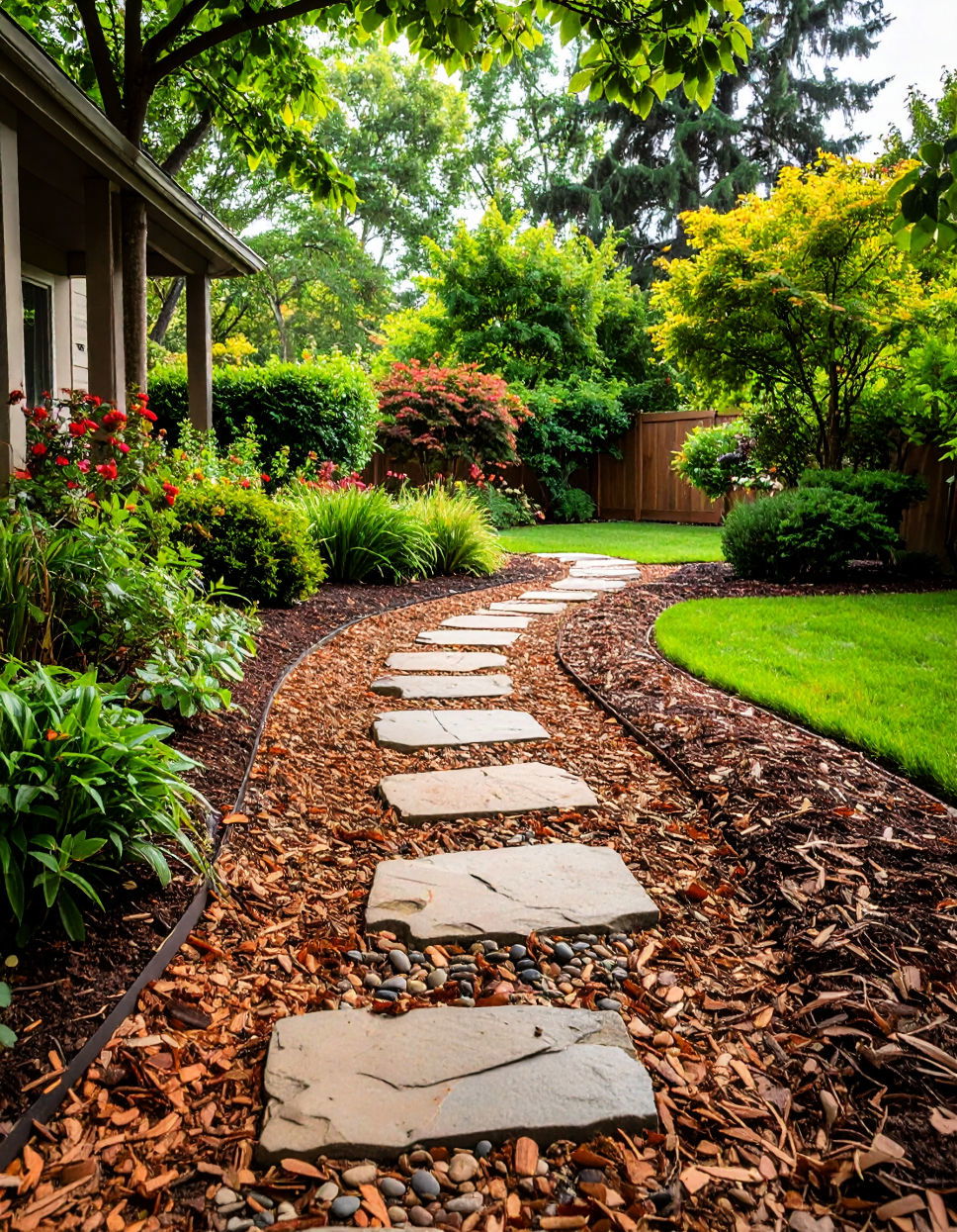 Create a Mulch Covered Rock Path Leading to a Garden