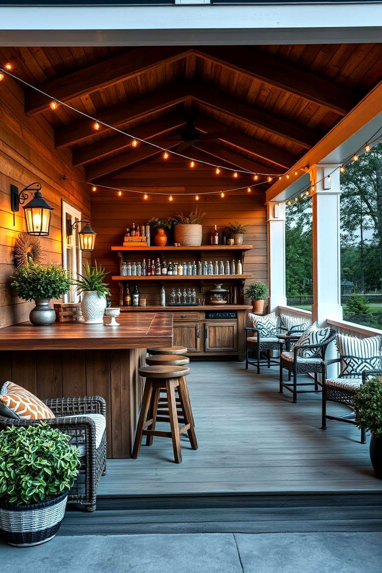 Create a Porch Bar for Entertaining - 25 Farmhouse Porch Ideas