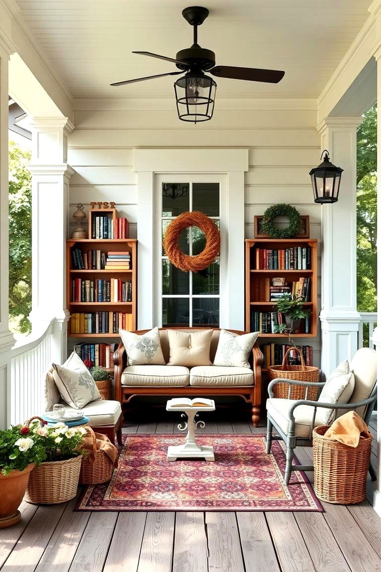 Create a Porch Reading Nook - 25 Farmhouse Porch Ideas