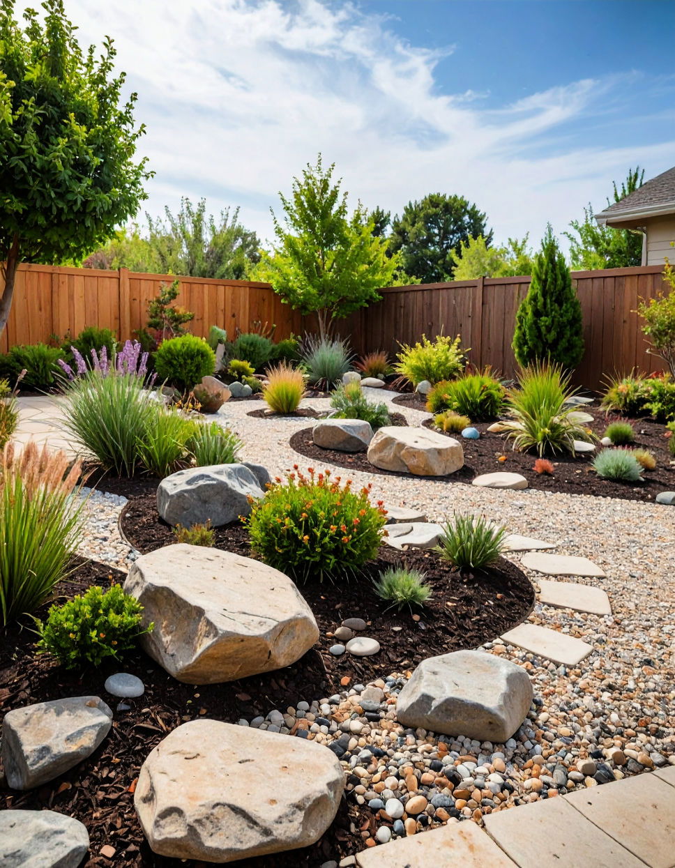 Create a Rock Garden with Mulch Borders