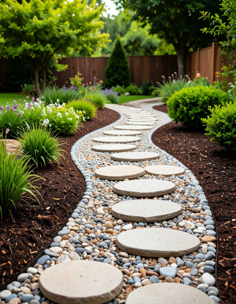 Create a Rock Pathway with Mulch Surroundings