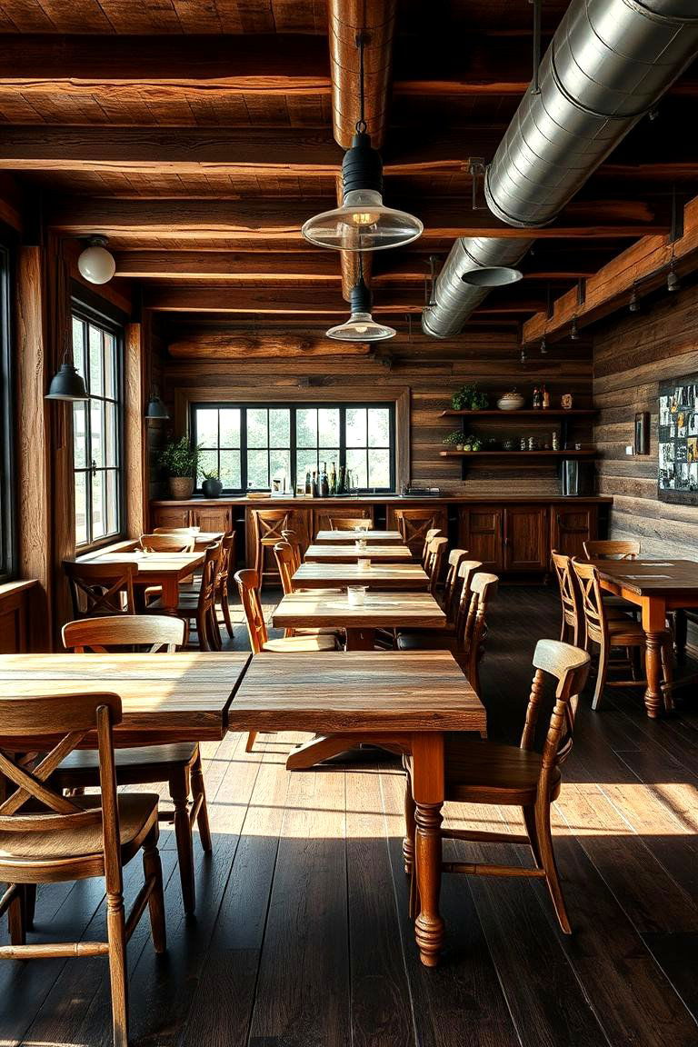 Create a Rustic Vibe - 25 dark wood floor dining room ideas