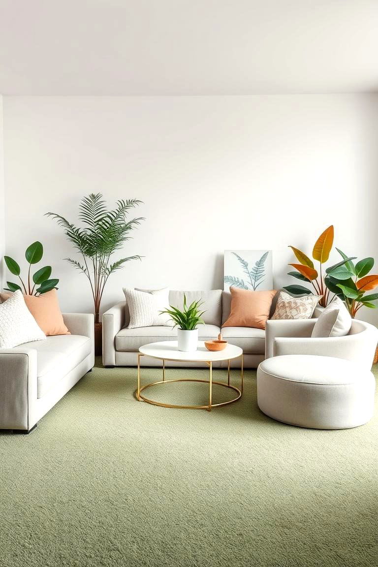 Create a Tranquil Space with Sage Green Carpets - 25 Green Carpet Living Room Ideas
