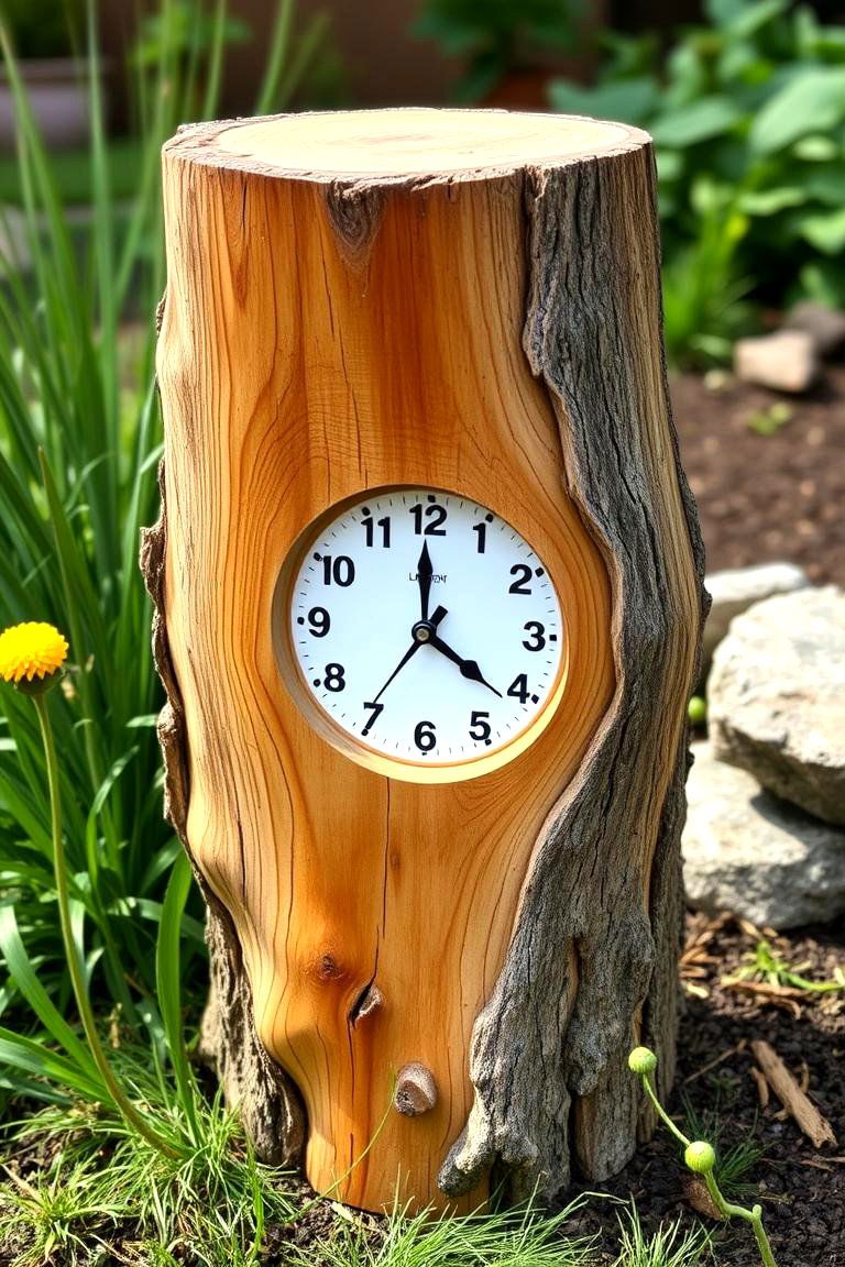 Create a Tree Stump Clock - 25 Tree Stump Decorating Ideas