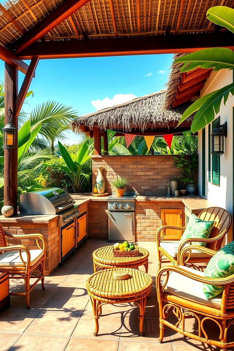 Create a Tropical Inspired Barbecue Area - 25 Tropical Patio Ideas