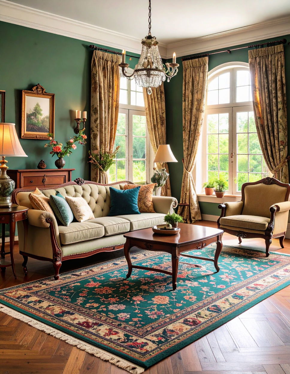 Create a Vintage Feel with Forest Green and Floral Accents