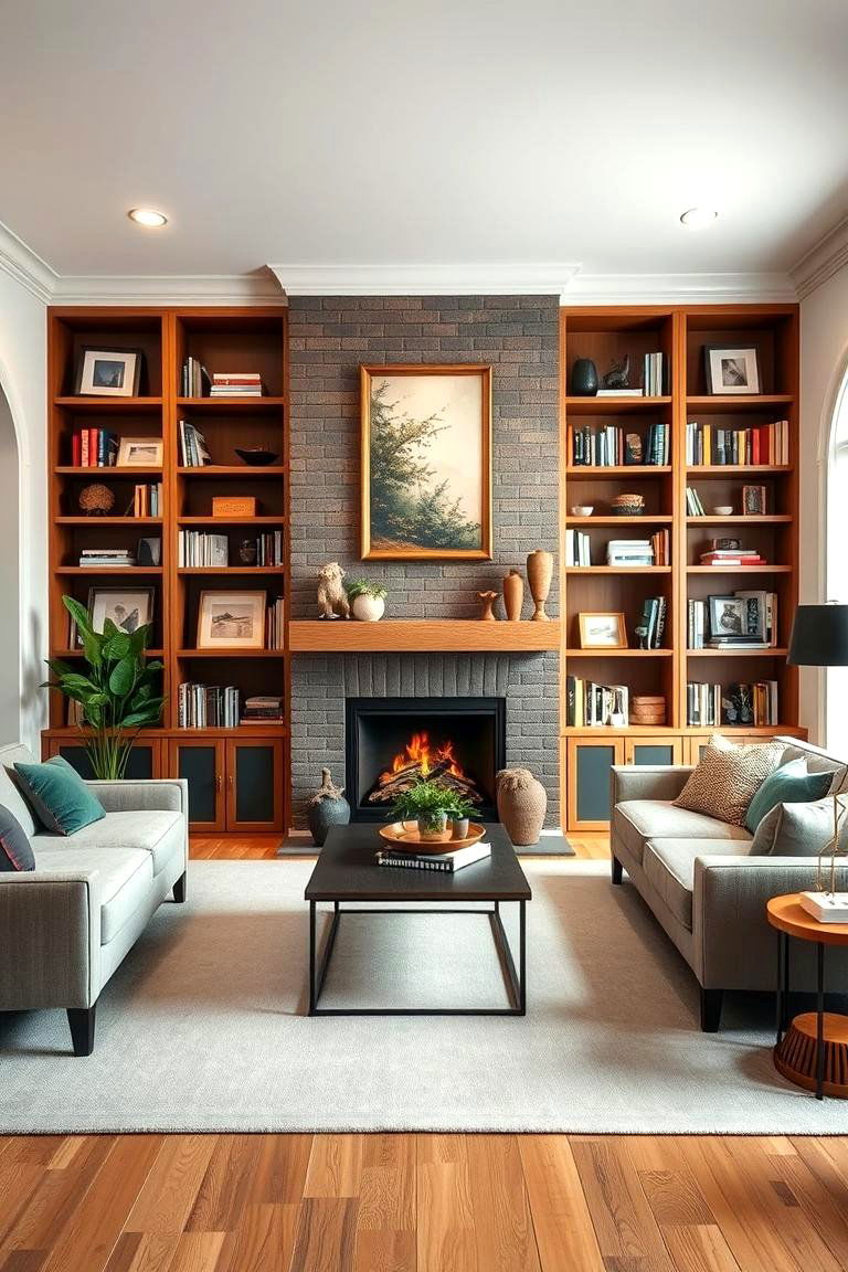 Creating a Central Focal Point with a Fireplace and Bookshelves - 25 Fireplace With Bookshelves