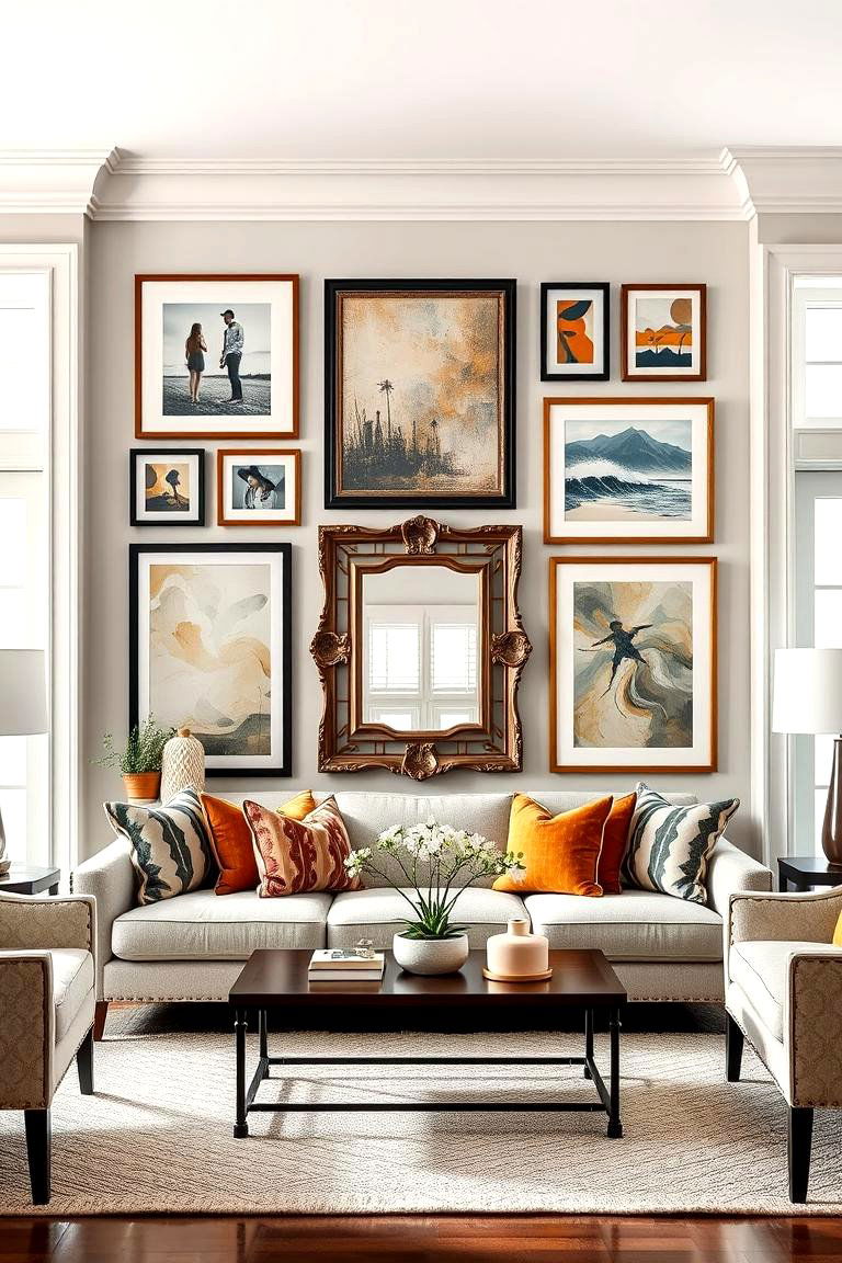 Creating a Cohesive Art Wall - 25 Transitional Living Room Ideas