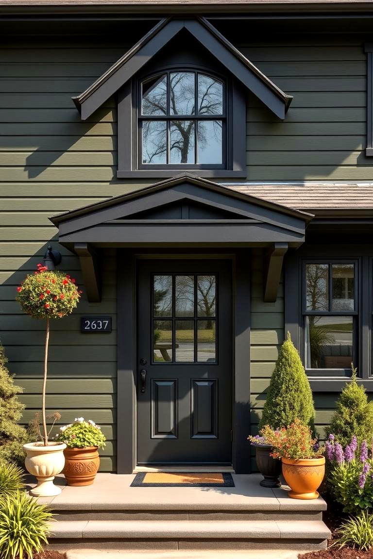 Creating a Cozy Cottage Like Vibe - 25 Dark Olive Green House With Black Trim