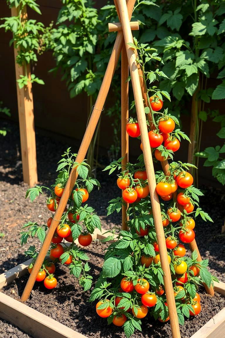 Creating a Teepee Trellis for Compact Spaces - 25 Tomato Trellis Ideas
