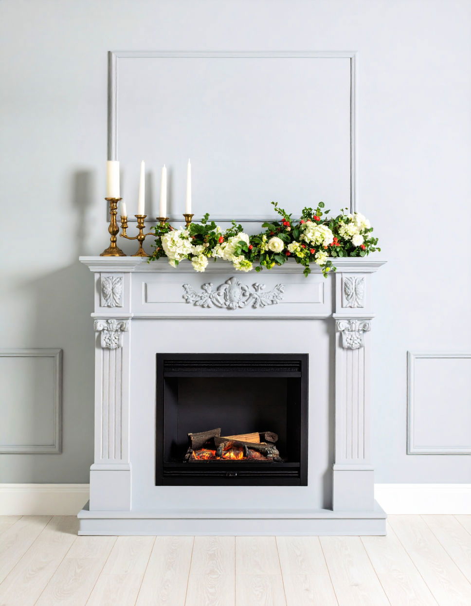 Crisp Gray Color Fireplace