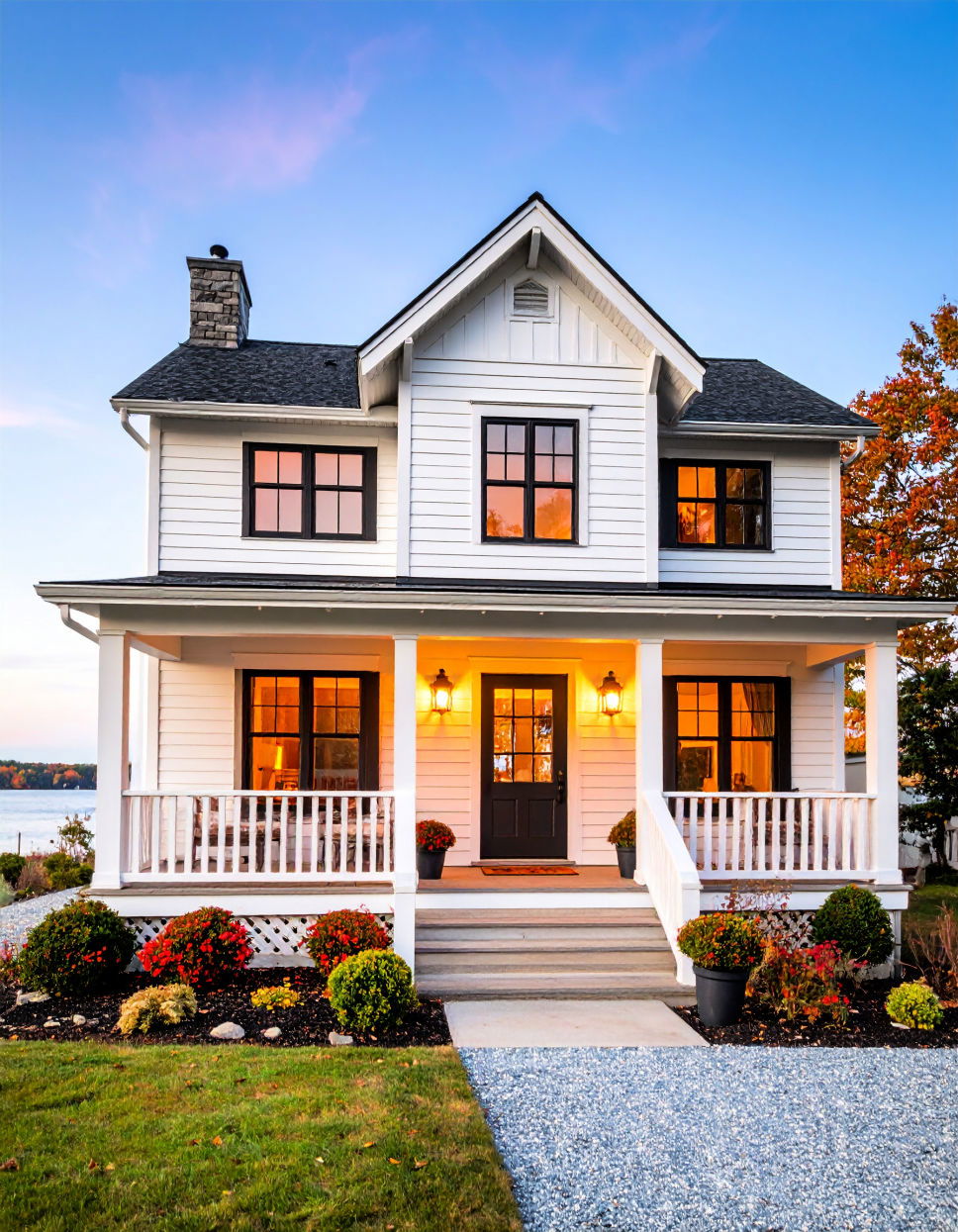 Crisp White Lake House Exterior Colors