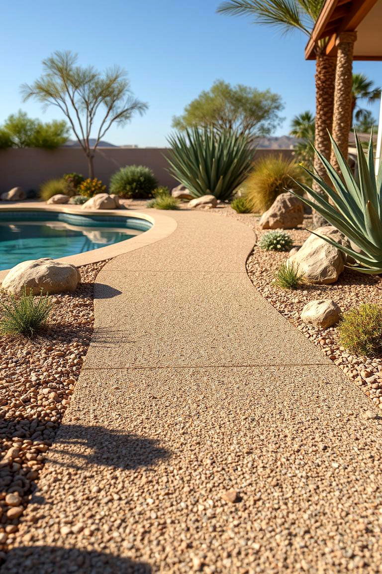 Crushed Granite for a Desert Inspired Look - 25 Pool Walkway Ideas