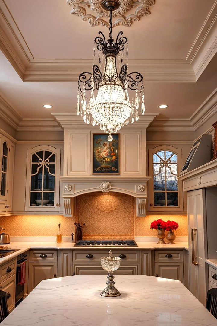 Crystal Chandeliers for a Touch of Luxury - 25 Victorian Kitchen Ideas